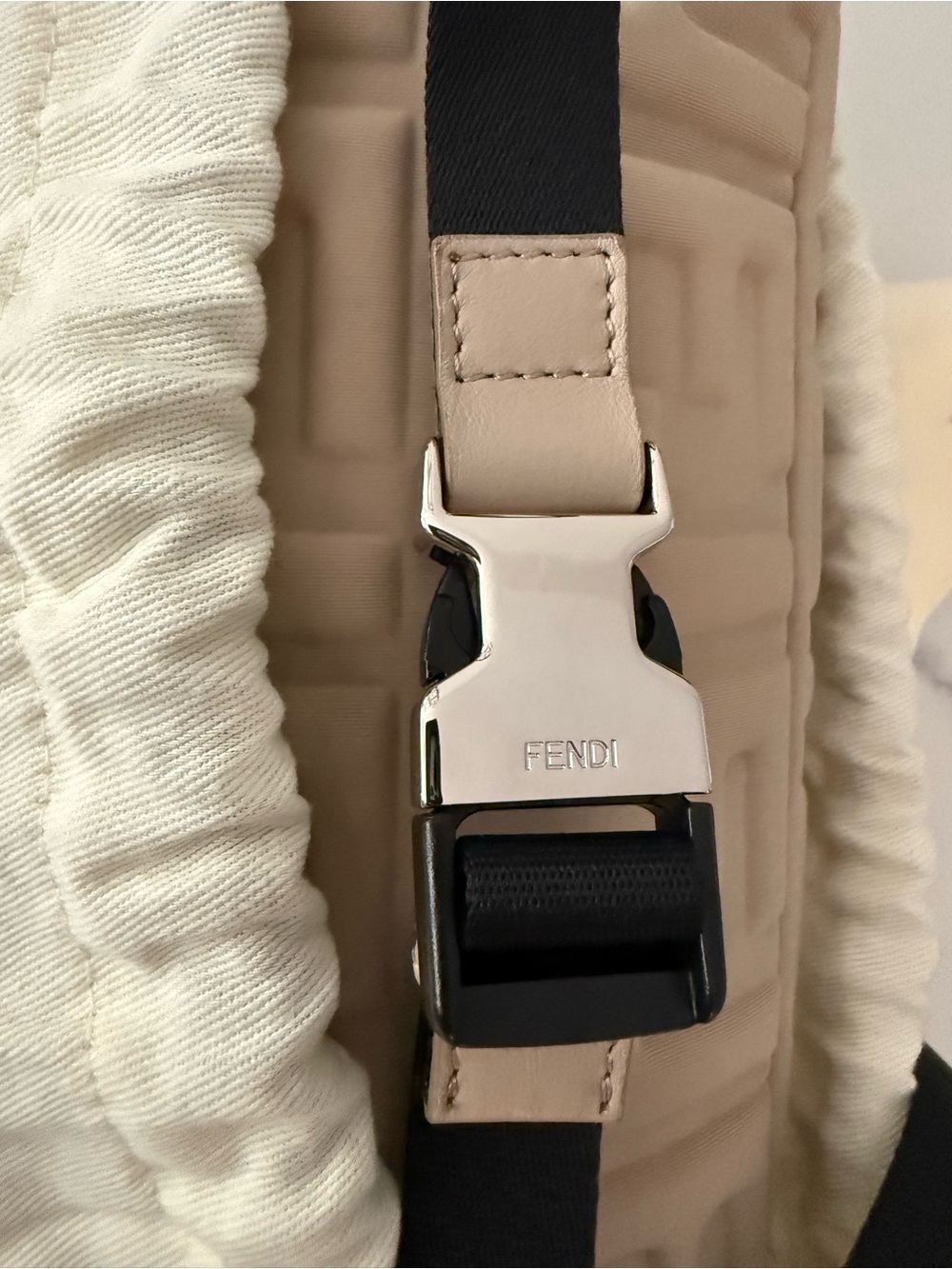 Fendi Cream Embossed FF Crossbody Belt Bag - Picture 7 of 7